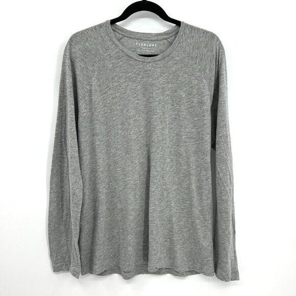 EVERLANE *FLAWED* Men's Gray 100% Cotton Long Sleeve Crew Neck T-Shirt Medium - Picture 1 of 5